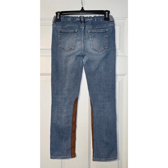 Gymboree Girls Suede Pieced Pull On Jeans denim Size 10 Adjustable Waist - Picture 2 of 5